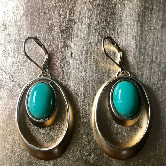 Double Oval Hoop Goldtone Earrings - Picture 3 of 4